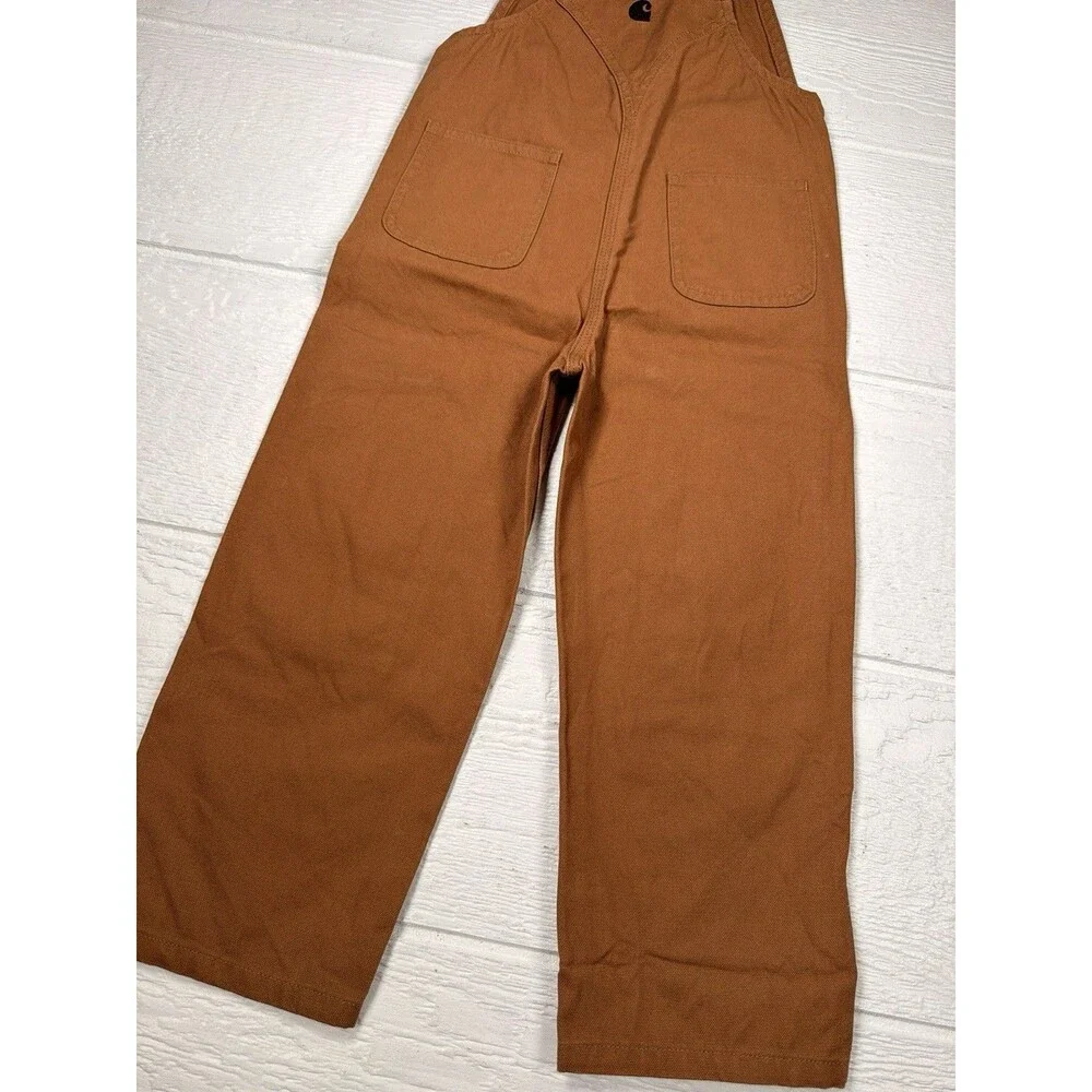 Carhartt 4T Brown Duck Canvas Bib Overalls Double Knee Workwear Farm OX8609-B